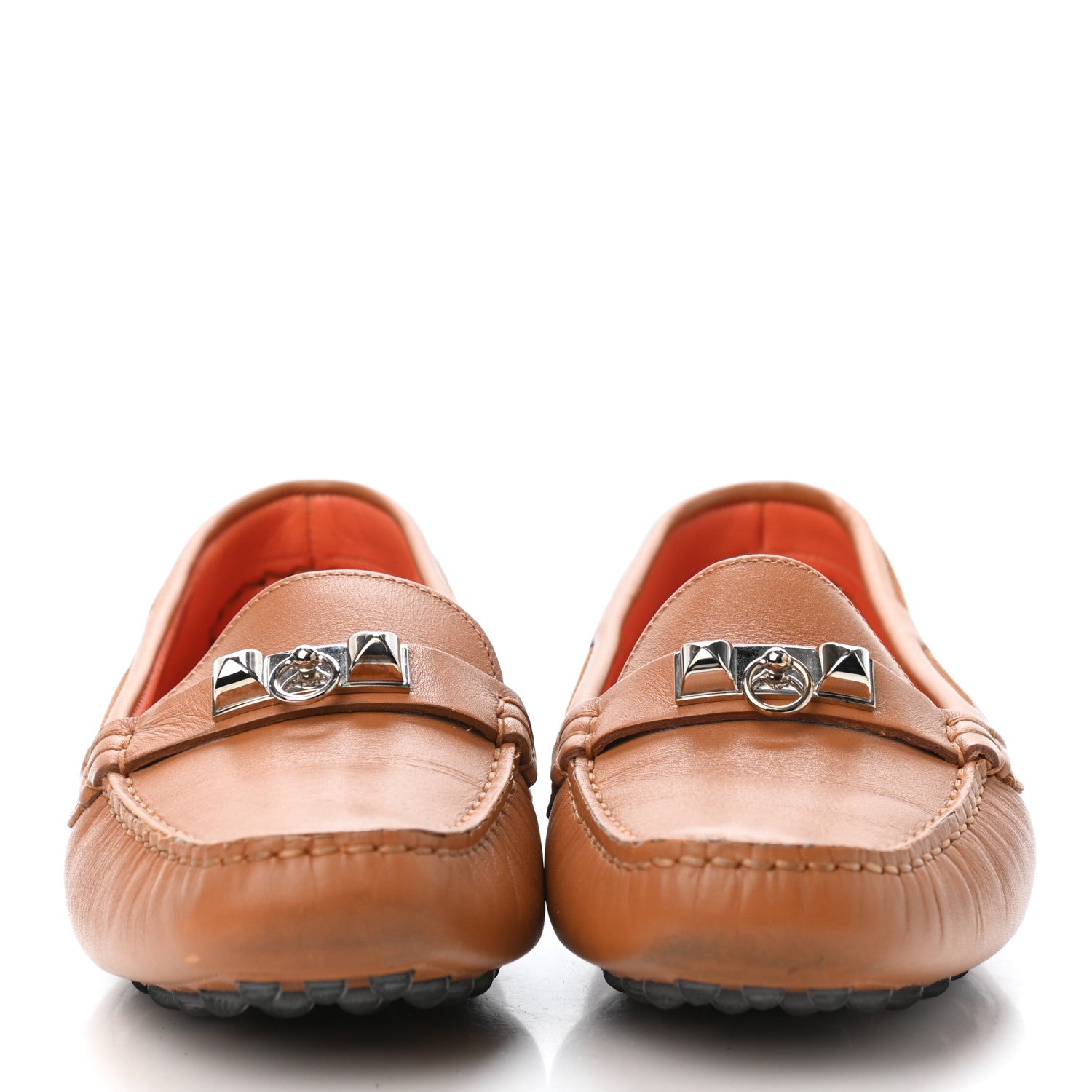 Hermes Supple Calfskin Womens Irving Driving Moccasin Loafers 37 Gold 2 of 4
