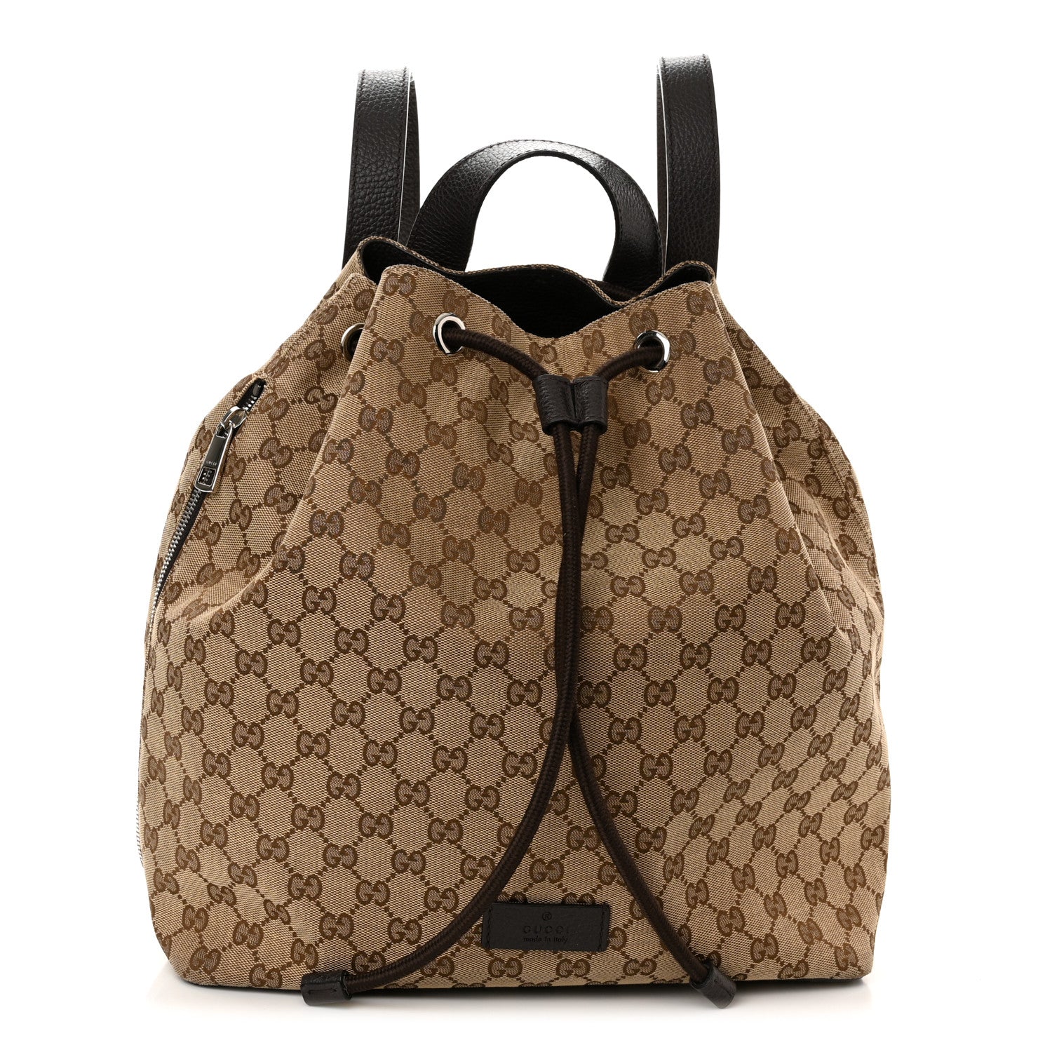 Gucci Monogram Dollar Calfskin O Drawstring Backpack Beige Ebony Testa di Moro Dark Chocolate 1 of 10