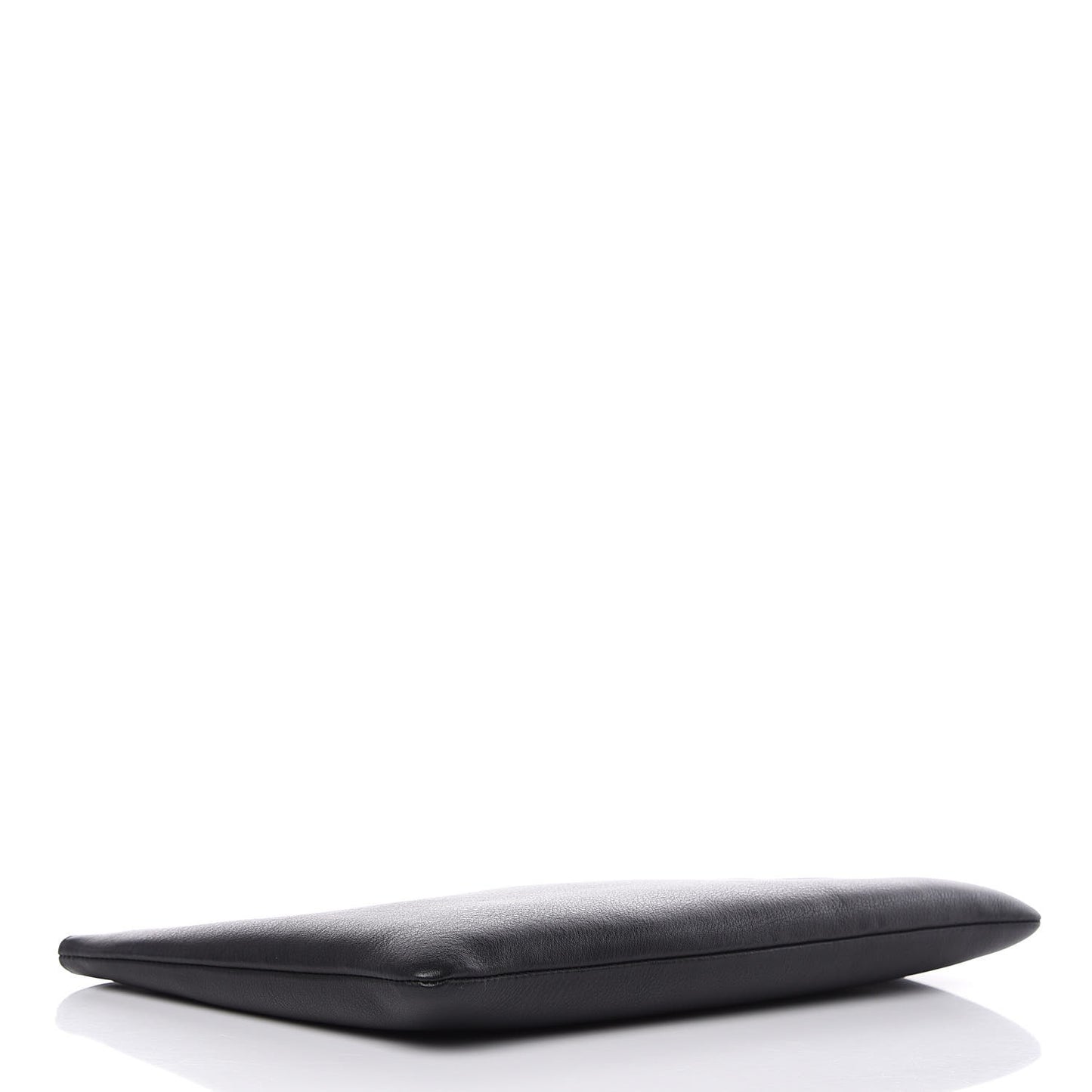 Smooth Calfskin Logo Large Everyday Shopping Pouch Black