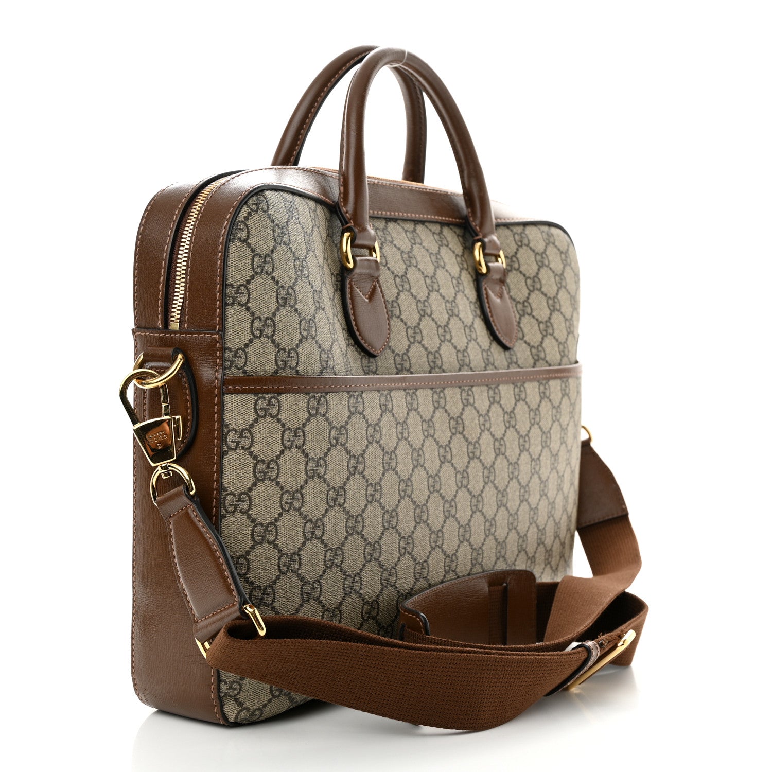 Gucci GG Supreme Monogram Azalea Calfskin Retro Interlocking G Business Case Beige Ebony Brown Sugar 3 of 16