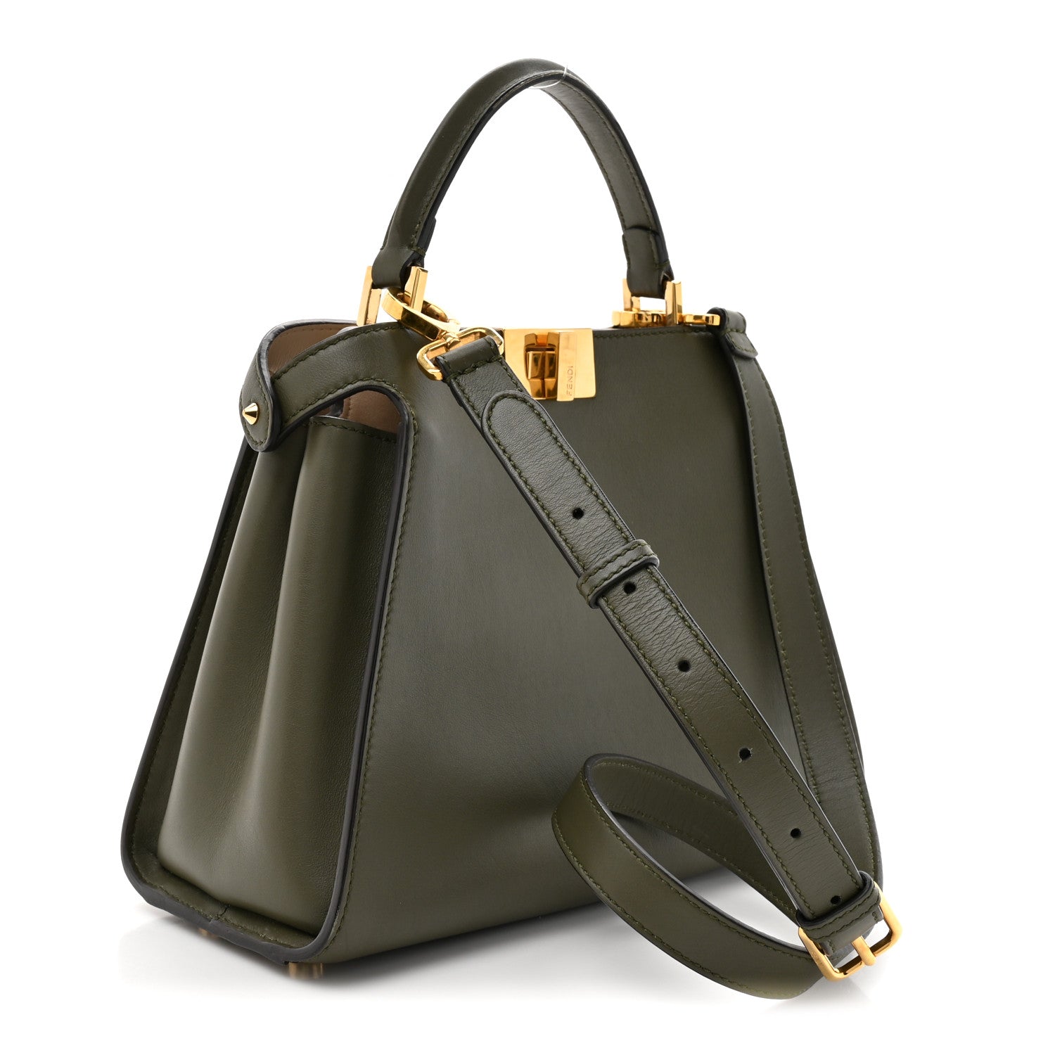 Fendi Vitello Tahiti Burro Medium Peekaboo Iconic Essentially Satchel Asparago Camelia 3 of 12