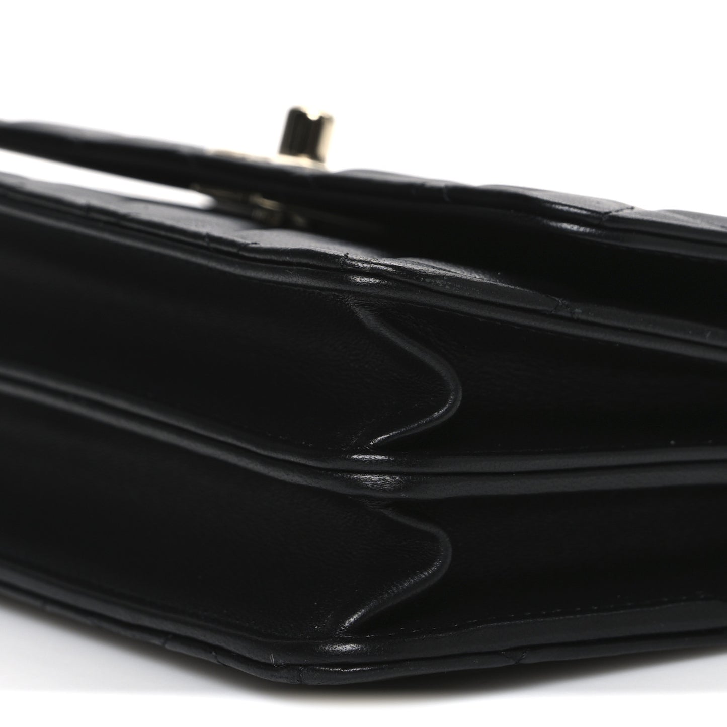 Lambskin Quilted Trendy CC Dual Handle Clutch With Chain Black