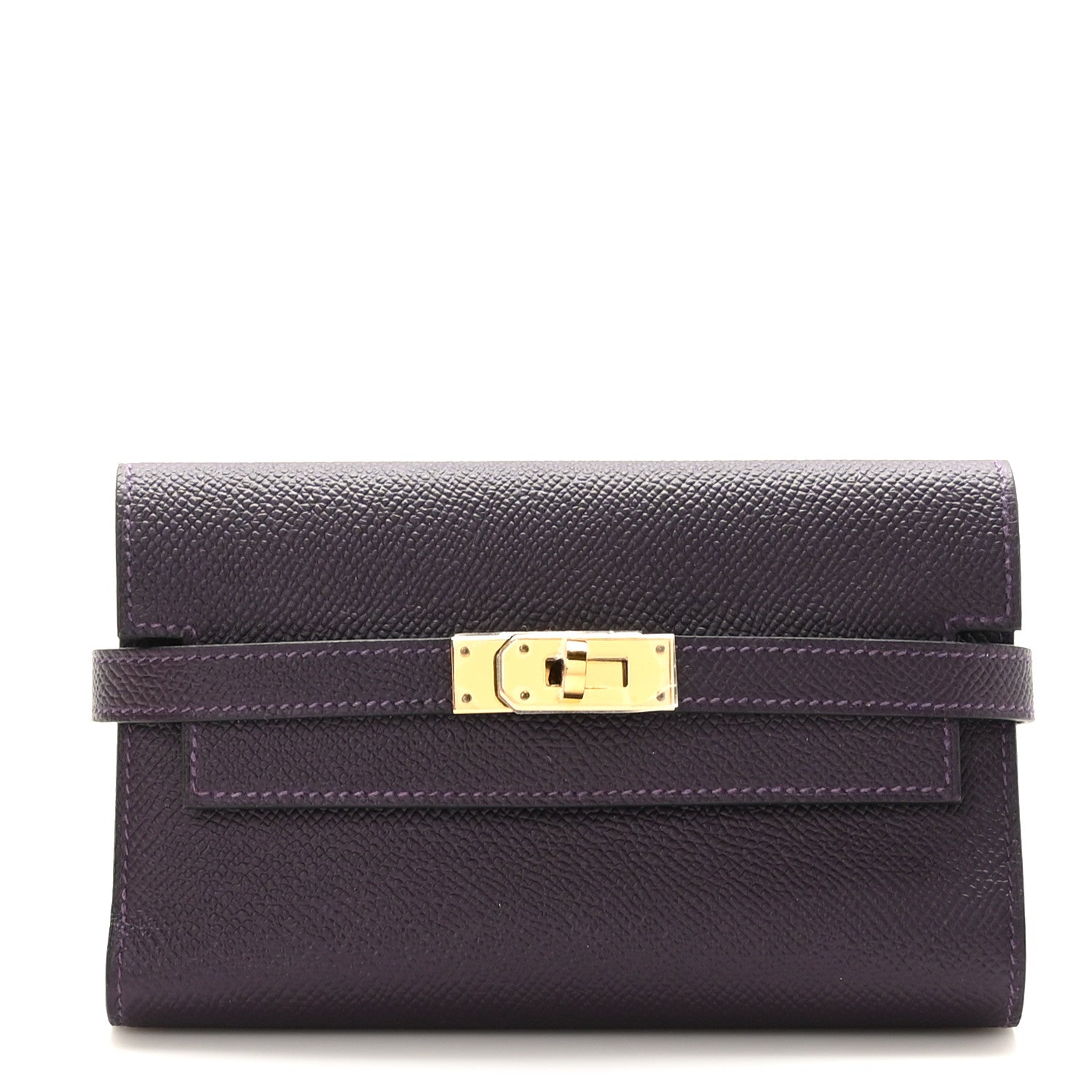 Hermes Epsom Verso Medium Kelly Wallet Raisin Anemone 1 of 8