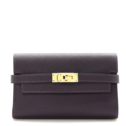 Hermes Epsom Verso Medium Kelly Wallet Raisin Anemone 1 of 8