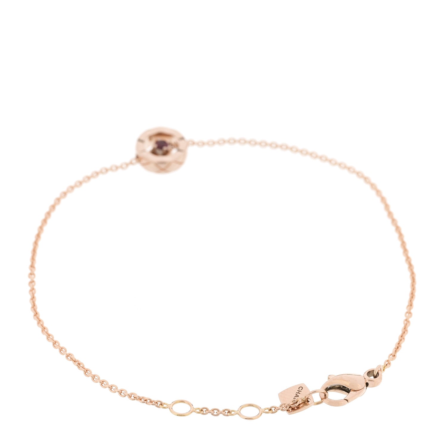 Chanel 18K Beige Gold Ruby Coco Crush Station Bracelet 2 of 6