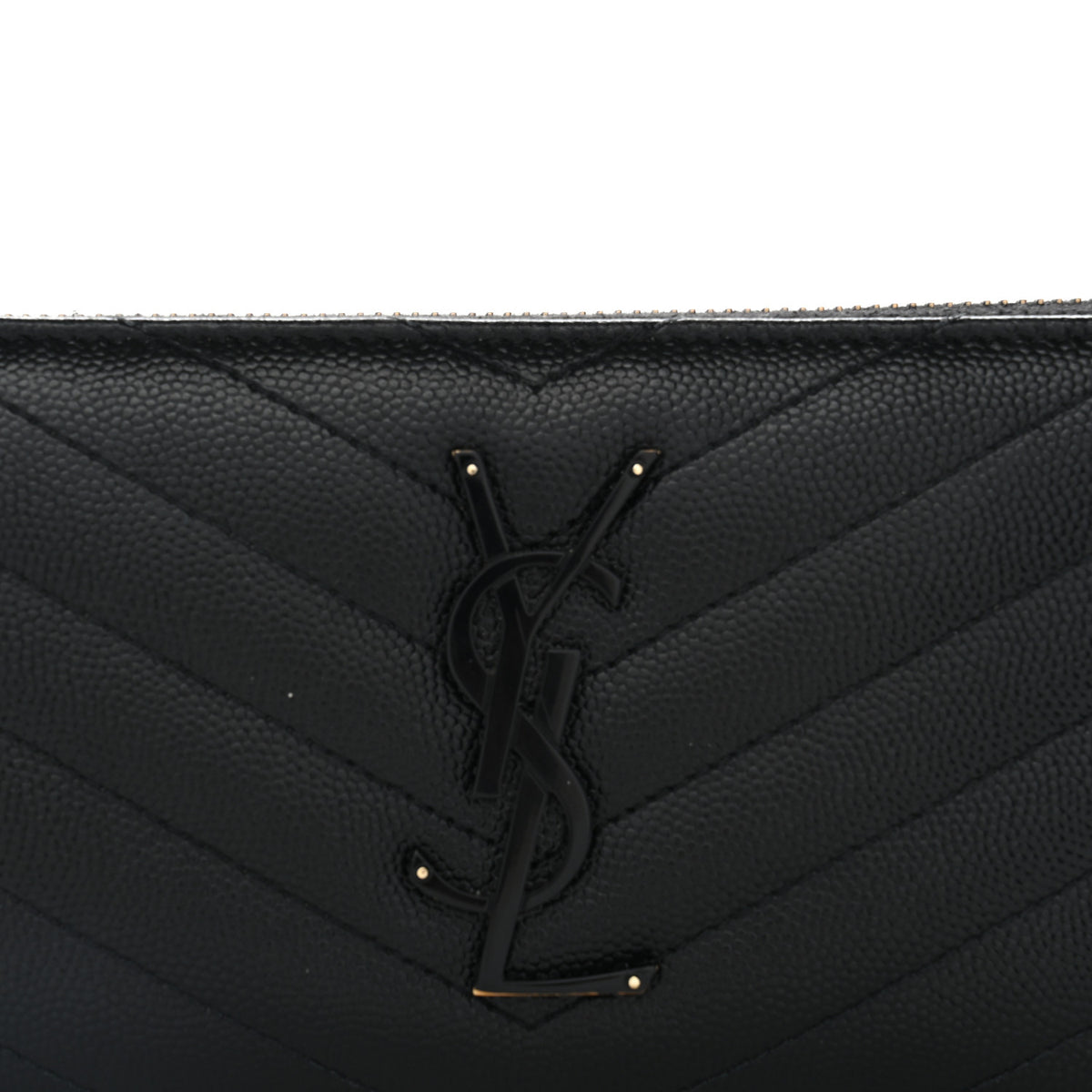 Grain De Poudre Matelasse Chevron Monogram Monochrome Zip Around Wallet Black
