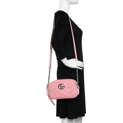 Gucci Calfskin Matelasse Small GG Marmont Chain Shoulder Bag Wild Rose 2 of 10
