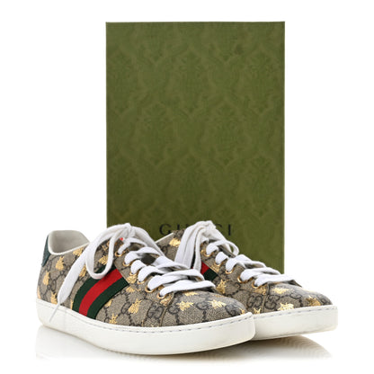 Gucci GG Supreme Monogram Bees Ayers Web Womens Ace Sneakers 38 Beige Oro Green Red 10 of 10