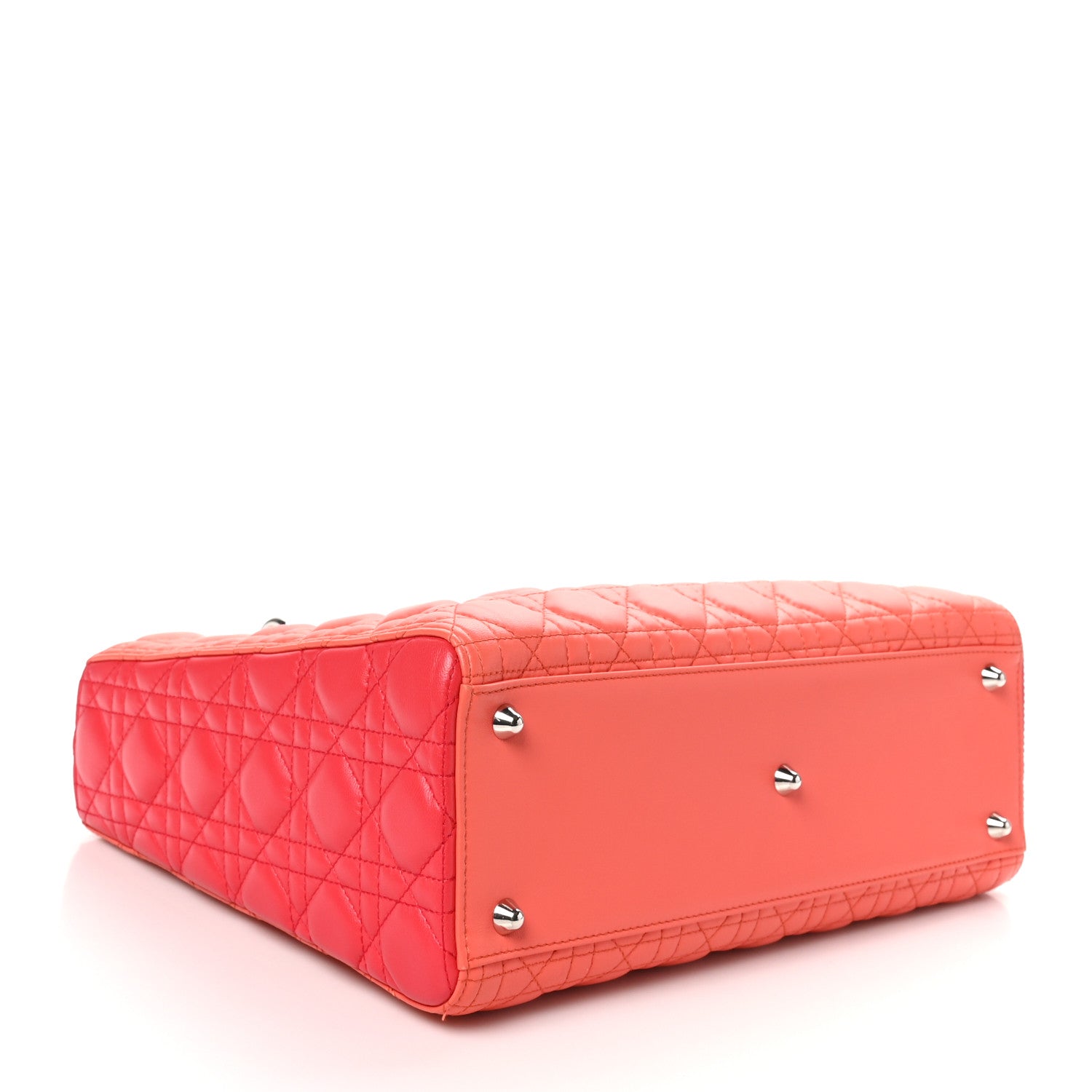 Christian Dior Lambskin Cannage Large Bi-Color Lady Dior Orange Fuchsia 4 of 10