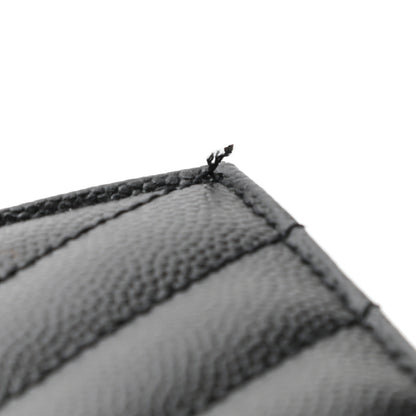 Saint Laurent Grain De Poudre Matelasse Chevron Monogram Zipped Two-Part Wallet Black 5 of 9