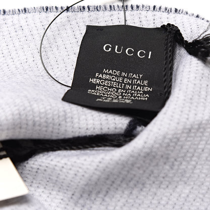 Gucci Wool L'Aveugle Par Amour Scarf Navy White 4 of 5