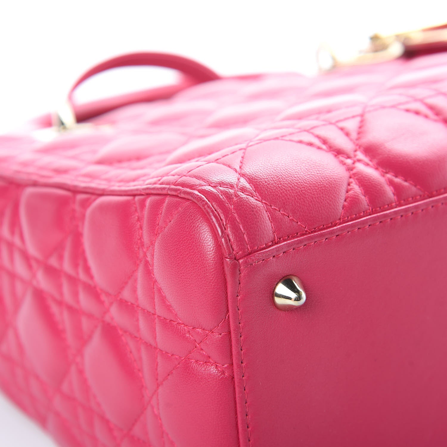 Christian Dior Lambskin Cannage Medium Lady Dior Fuchsia 9 of 17