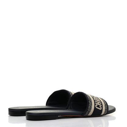 Christian Dior Canvas Embroidered Dway Mules Slide Sandals 38 Deep Blue 4 of 9
