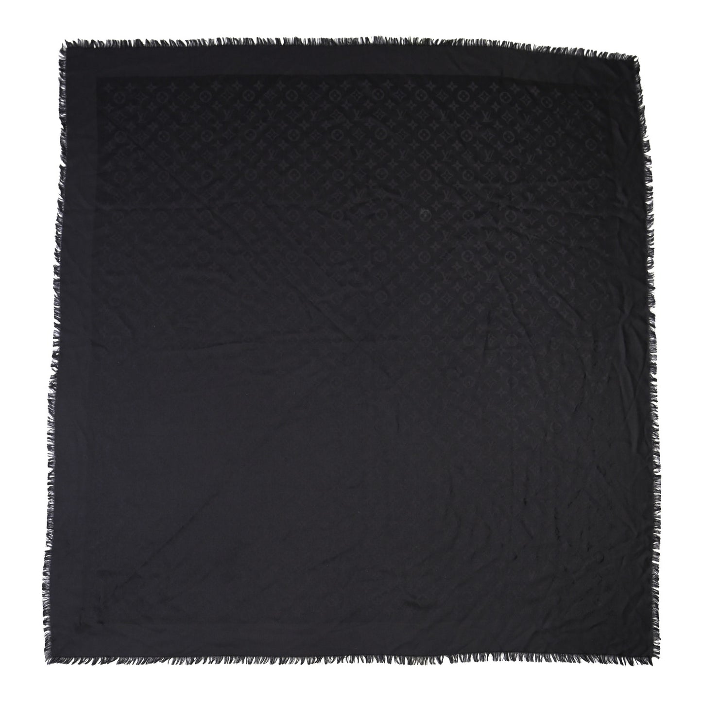 Silk Wool Monogram Shawl Black