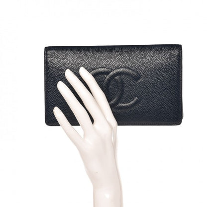 Chanel Caviar Timeless CC Yen Wallet Navy 2 of 7