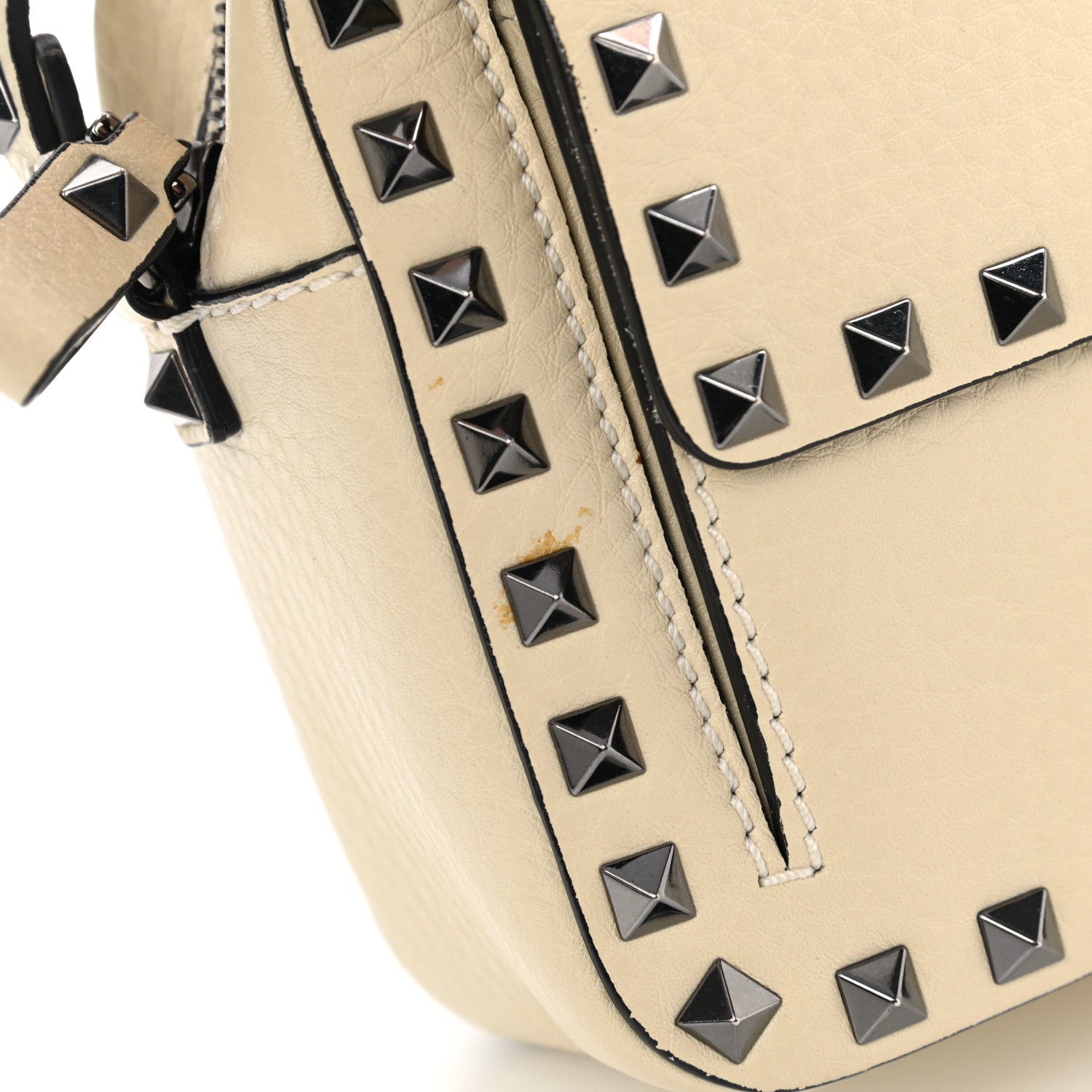 Valentino Garavani Grained Calfskin Small Rockstud Flap Pocket Camera Crossbody Bag Ivory 11 of 11