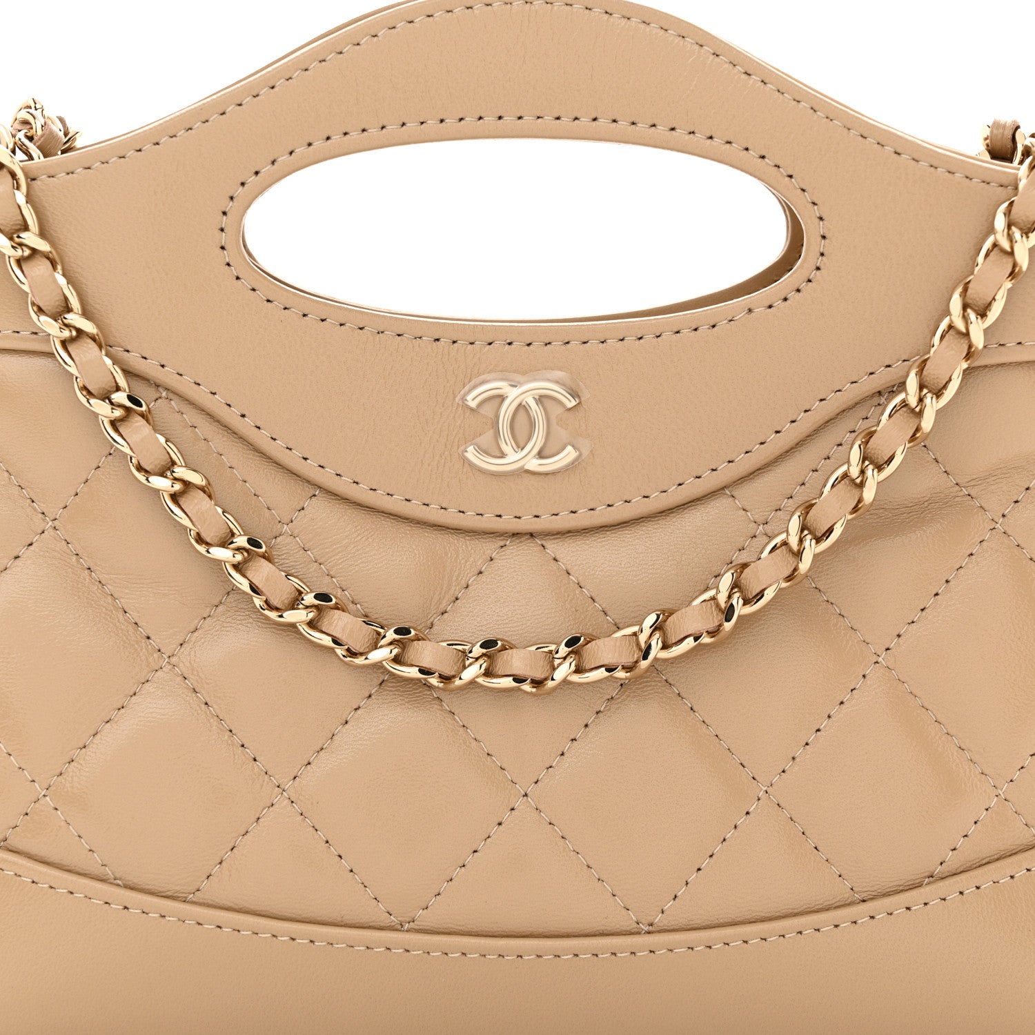 Chanel Shiny Crumpled Calfskin Quilted Nano 31 Shopping Bag Beige 8 of 12