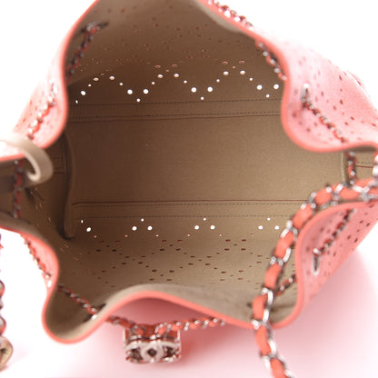 Chanel Caviar Perforated Drawstring CC Bag Coral Beige 6 of 12