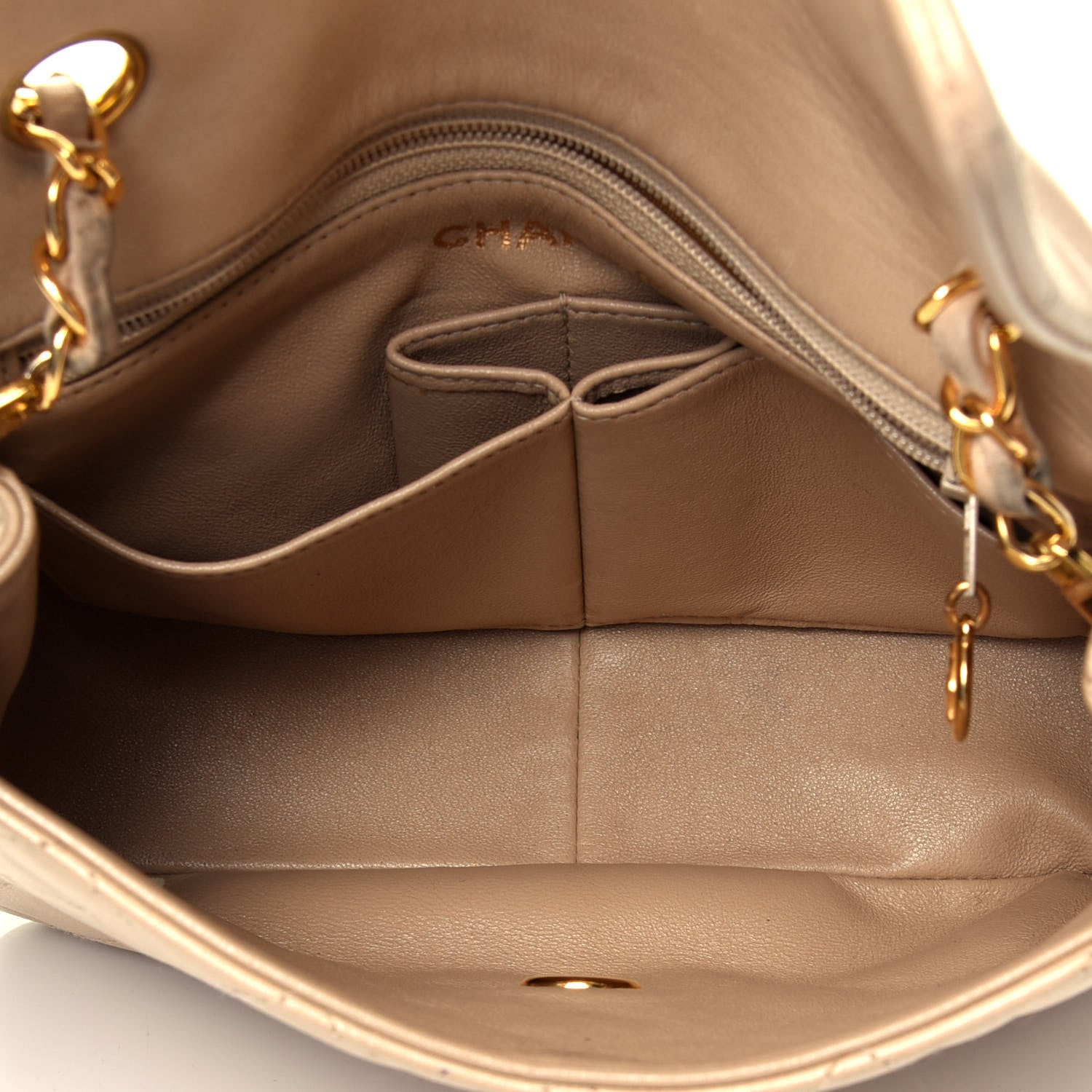 Chanel Lambskin Quilted Mini Square Flap Beige 5 of 10