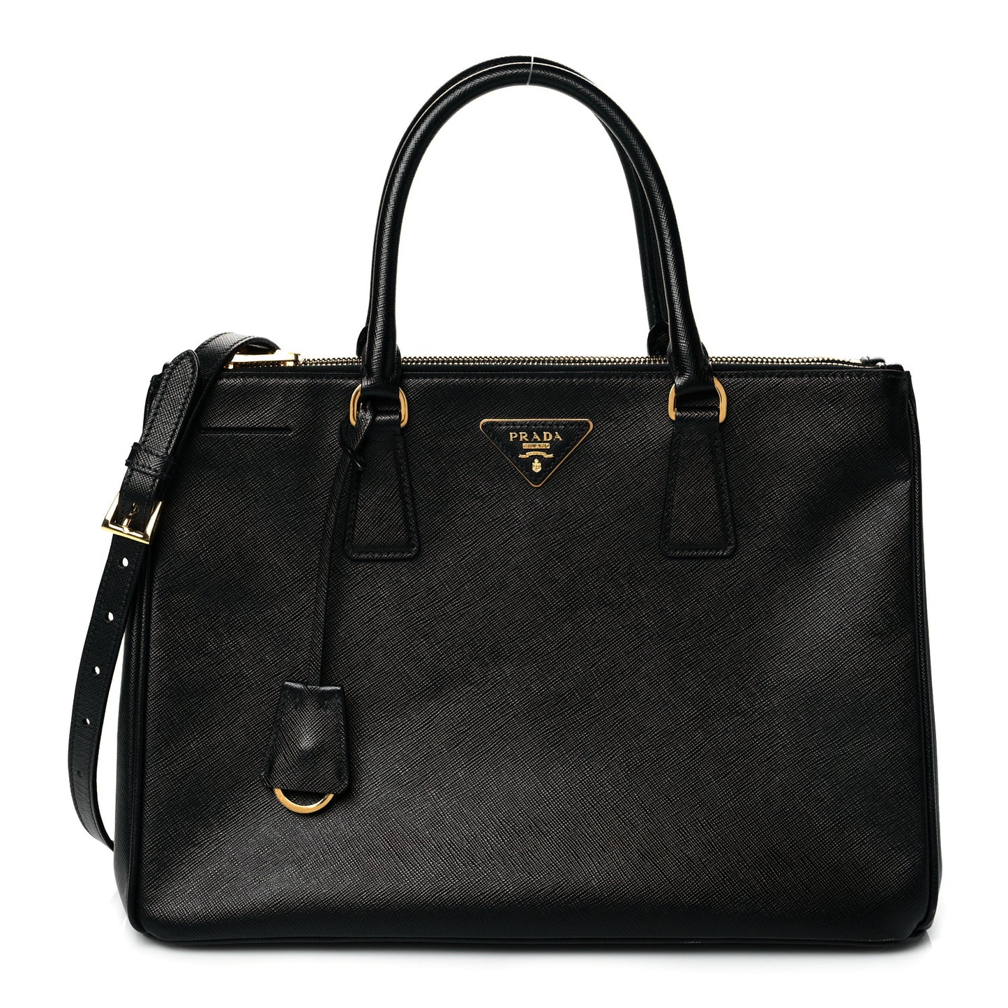 Saffiano Medium Galleria Double Zip Tote Black