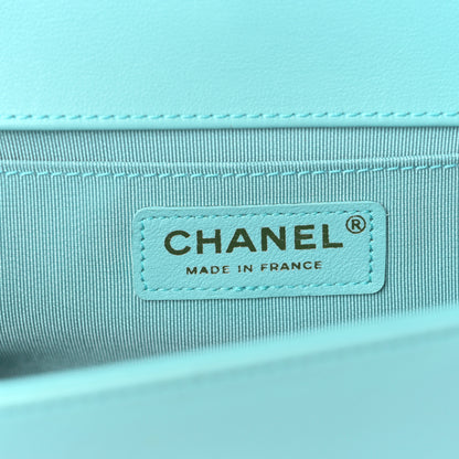Chanel Lambskin Chevron Quilted Medium Boy Flap Turquoise 6 of 9
