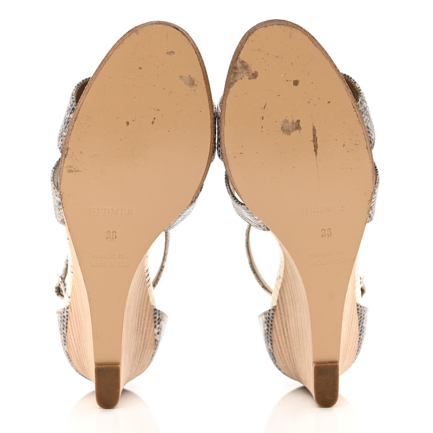 Hermes Lizard Legend Wedge Sandals 38 Ombre 5 of 9