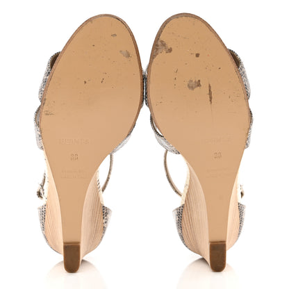 Hermes Lizard Legend Wedge Sandals 38 Ombre 5 of 9