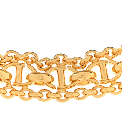 Christian Dior Metal Wide CD Logo Chain Link Choker Necklace Gold 4 of 6