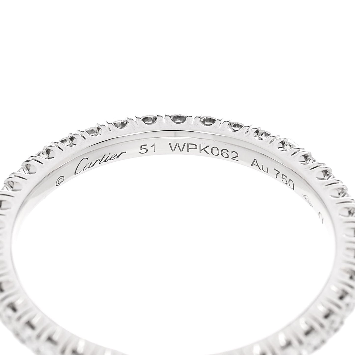 18K White Gold Diamond 2mm Etincelle de Cartier Wedding Band Ring 51 5.75