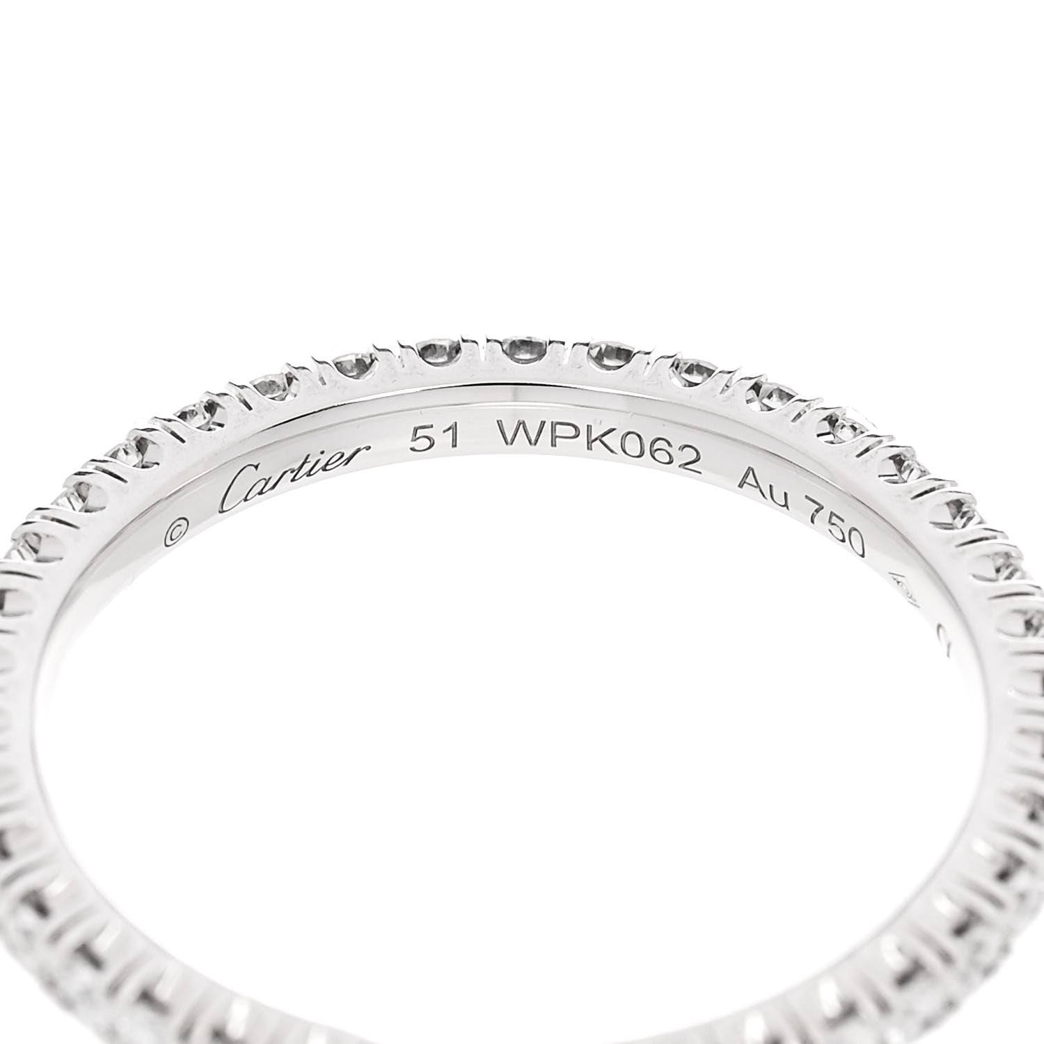 Cartier 18K White Gold Diamond 2mm Etincelle de Cartier Wedding Band Ring 51 5.75 4 of 5