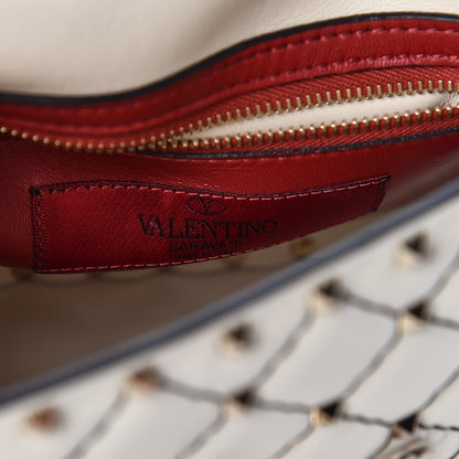 Valentino Garavani Lambskin Flower Medium Rockstud Spike Shoulder Bag Ivory 6 of 9