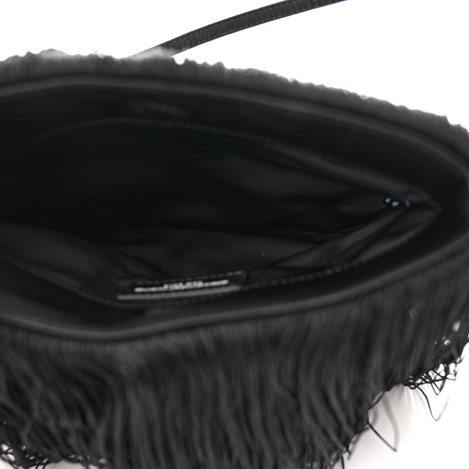 Alexander Wang Satin Crystal Fringe Shoulder Bag Black 6 of 13