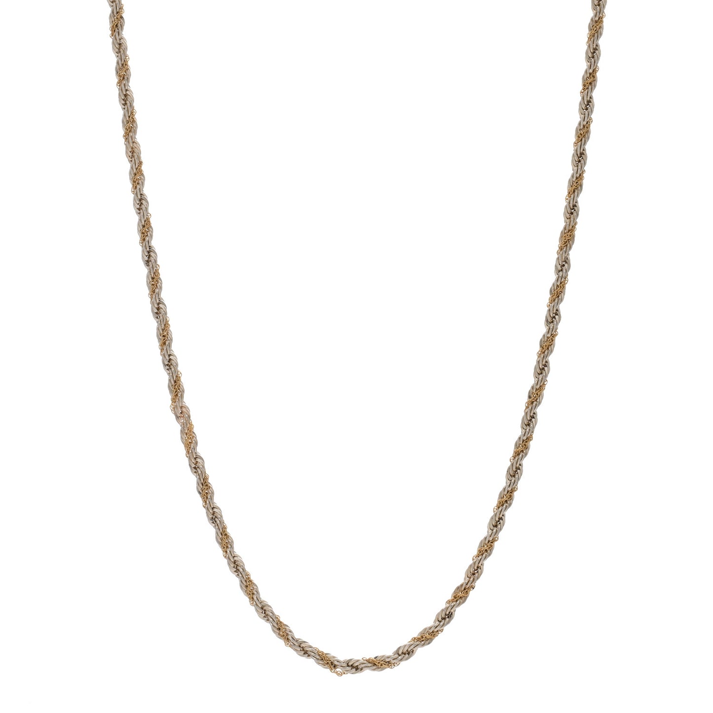 Sterling Silver 18K Yellow Gold Rope Chain Necklace 18"