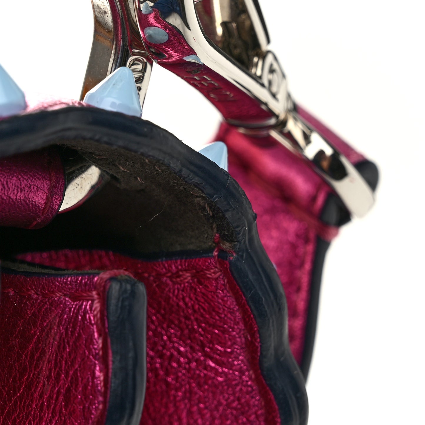 Metallic Calfskin Wonder Monster Kan I Shoulder Bag Pink Silver