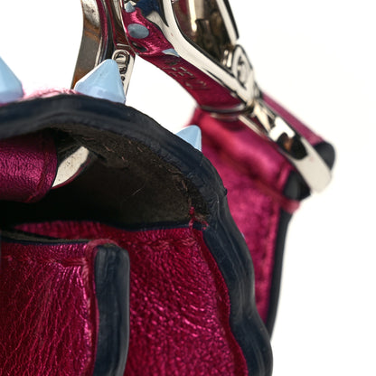 Fendi Metallic Calfskin Wonder Monster Kan I Shoulder Bag Pink Silver 13 of 14