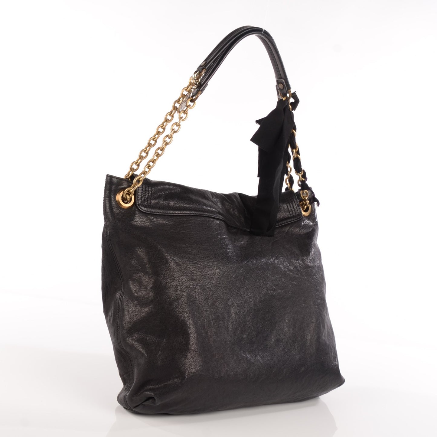 Lambskin Large Happy Shoulder Bag Black