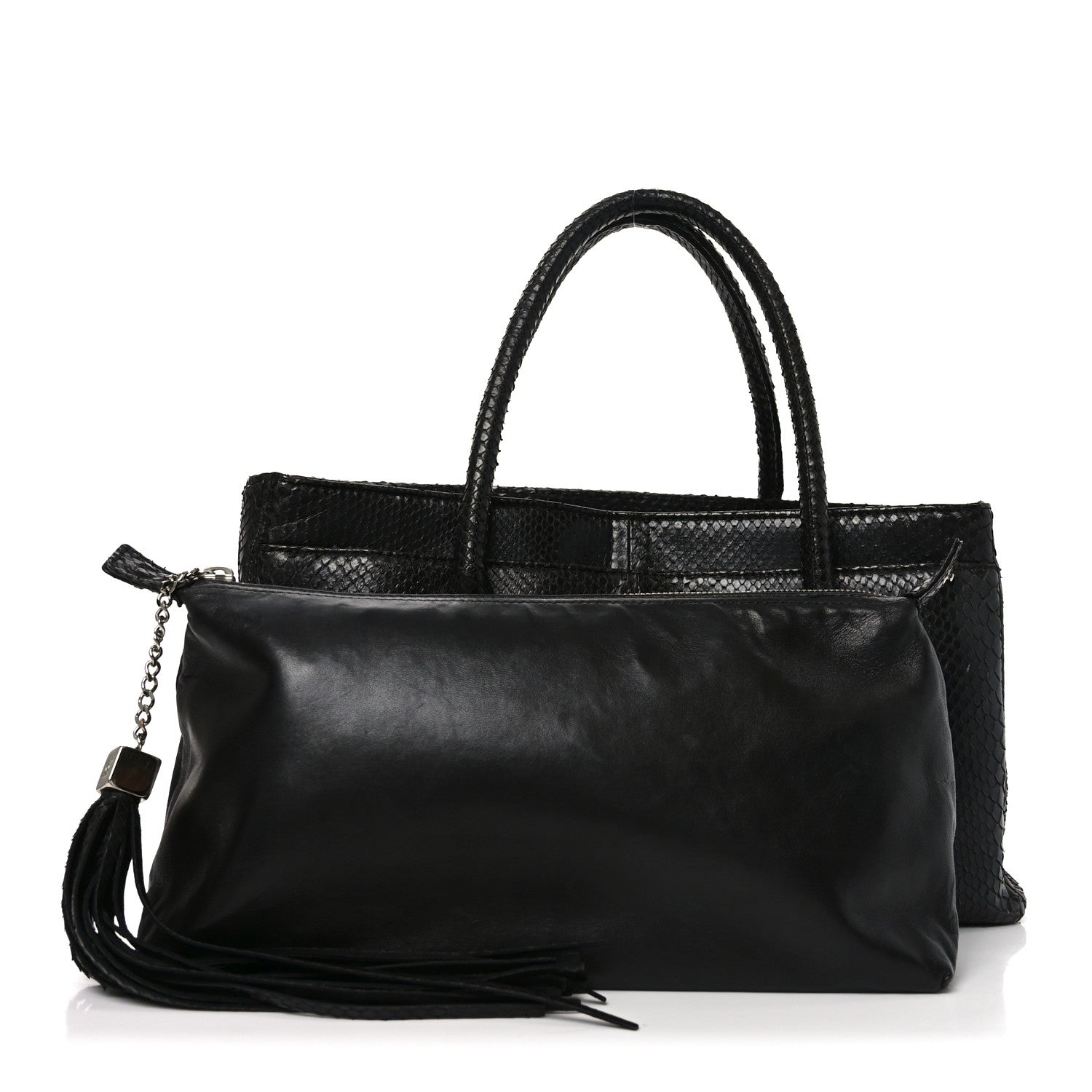 Chanel Snakeskin Executive Cerf Shopper Tote Black 1833973