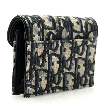 Christian Dior Oblique Saddle Card Holder Blue 3 of 6