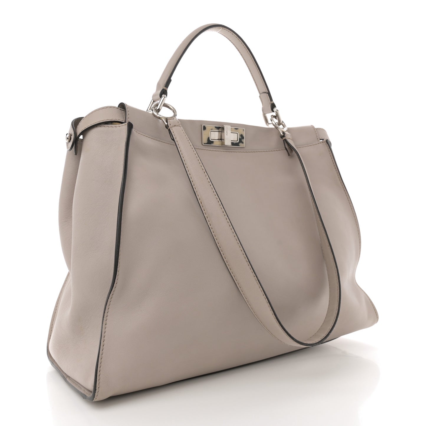 Vitello Seta Plexiglass Granite Large Peekaboo Iconic Satchel Polvere