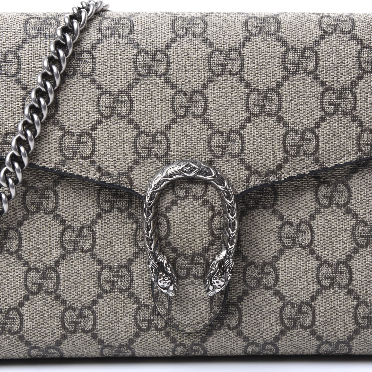 GG Supreme Monogram Mini Dionysus Chain Wallet Beige Black