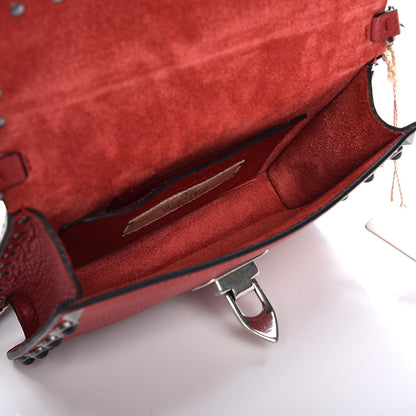 Valentino Garavani Pebbled Calfskin Small Guitar Strap Rockstud Rolling Flip Lock Crossbody Bag Rubin 5 of 6