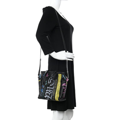 Balenciaga Agneau Arena Graffiti All Over XS Bazar Shopper Tote Black Multicolor 2 of 12