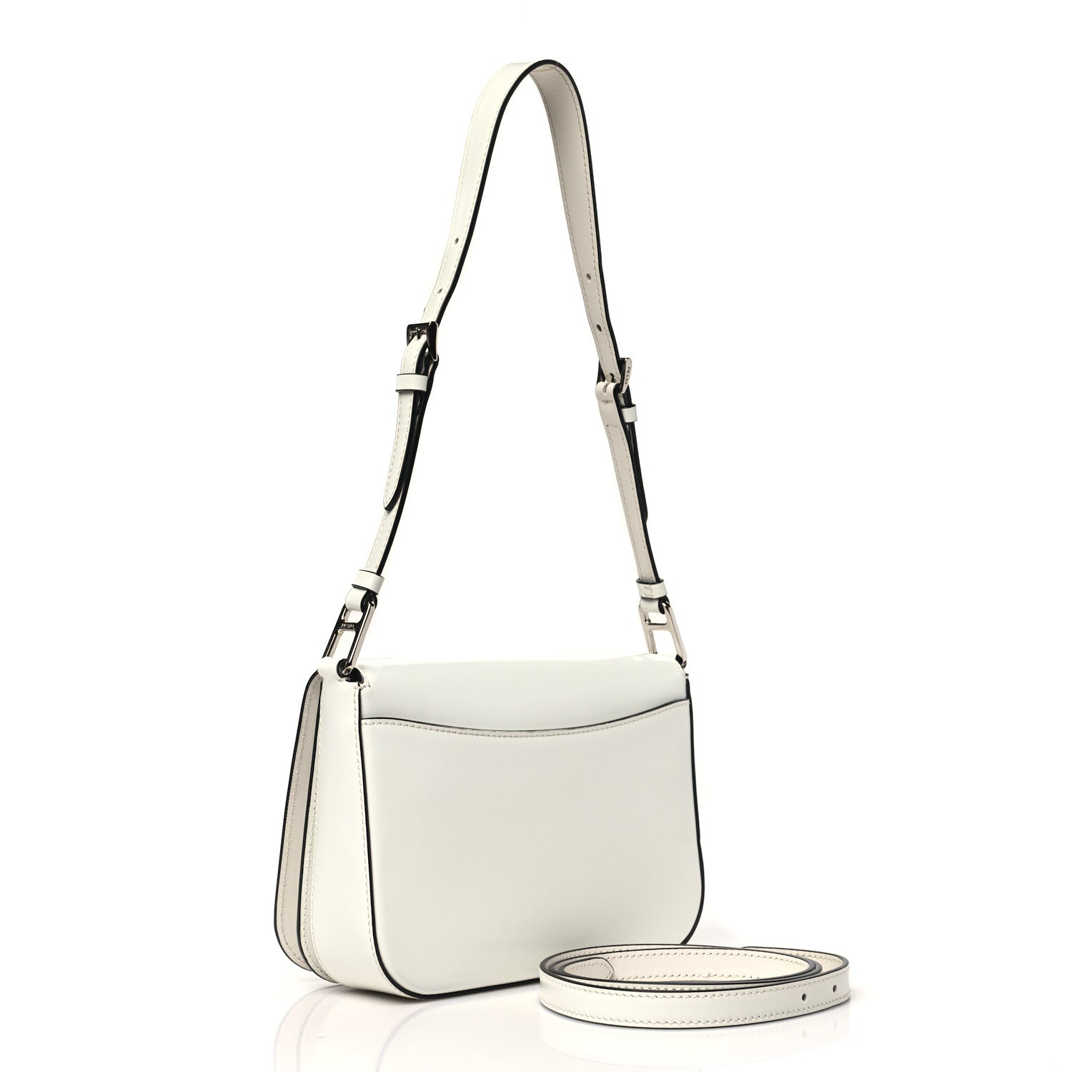 Prada Spazzolato Flap Shoulder Bag White 3 of 9