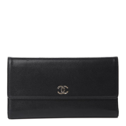 Chanel Caviar Sevruga CC Large Gusset Flap Wallet Black 1 of 11