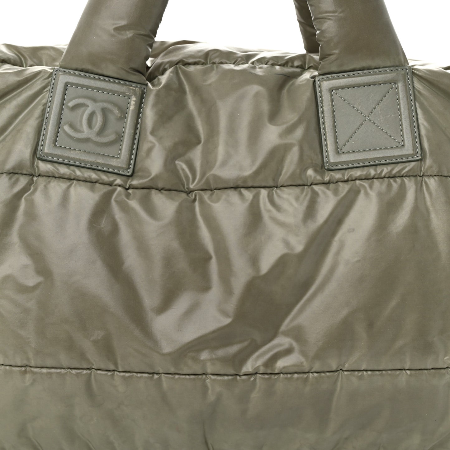 Nylon Quilted Small Coco Cocoon Reversible Tote Gray