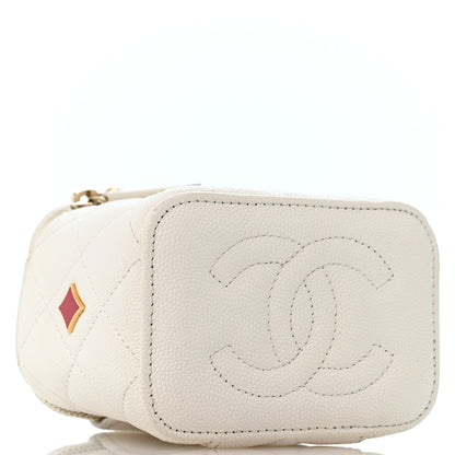 Chanel Caviar Quilted Enamel Coco Casino Mini Vanity Case With Chain White 4 of 11