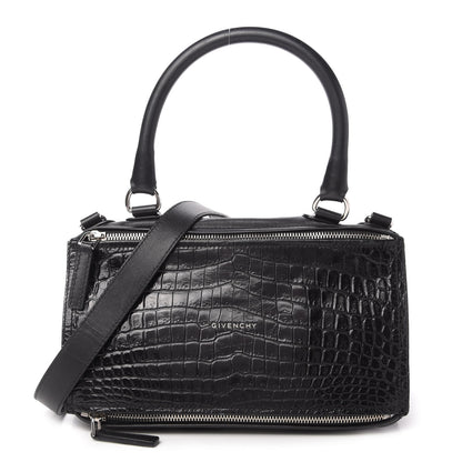 Givenchy Smooth Calfskin Crocodile Embossed Medium Pandora Black 1 of 10