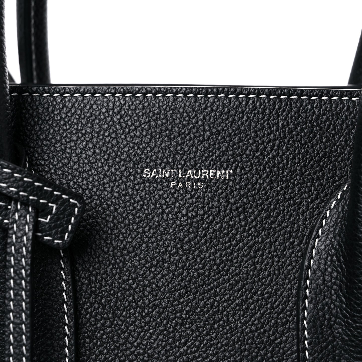 Grained Calfskin Topstitch Small Sac De Jour Black Porcelain