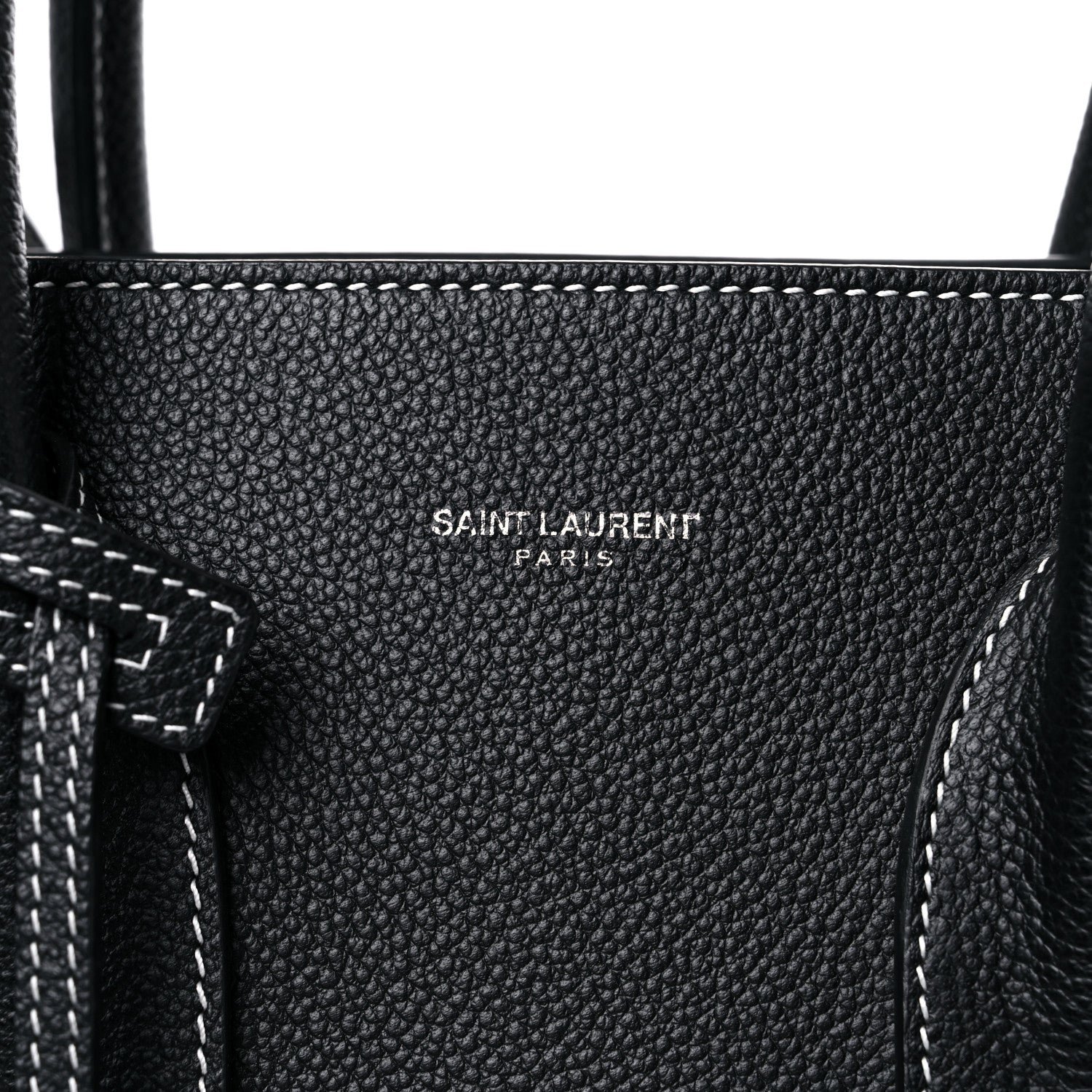 Saint Laurent Grained Calfskin Topstitch Small Sac De Jour Black Porcelain 12 of 12