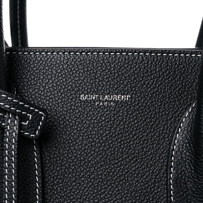 Saint Laurent Grained Calfskin Topstitch Small Sac De Jour Black Porcelain 12 of 12